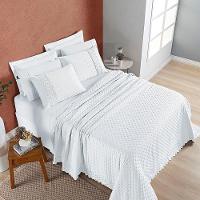 Kit Cobre Leito Colcha Bouclê Casal Padrão Laise Bordada Micropercal 200 Fios 3 Peças - Branco Neve - 4
