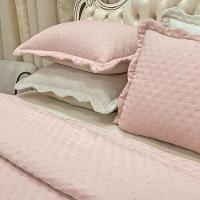 Kit Cobre Leito Colcha Perone Casal Padrão Dupla Face Toque De Pluma Micro Percal 300 Fios 3 Peças - Rosê - 3