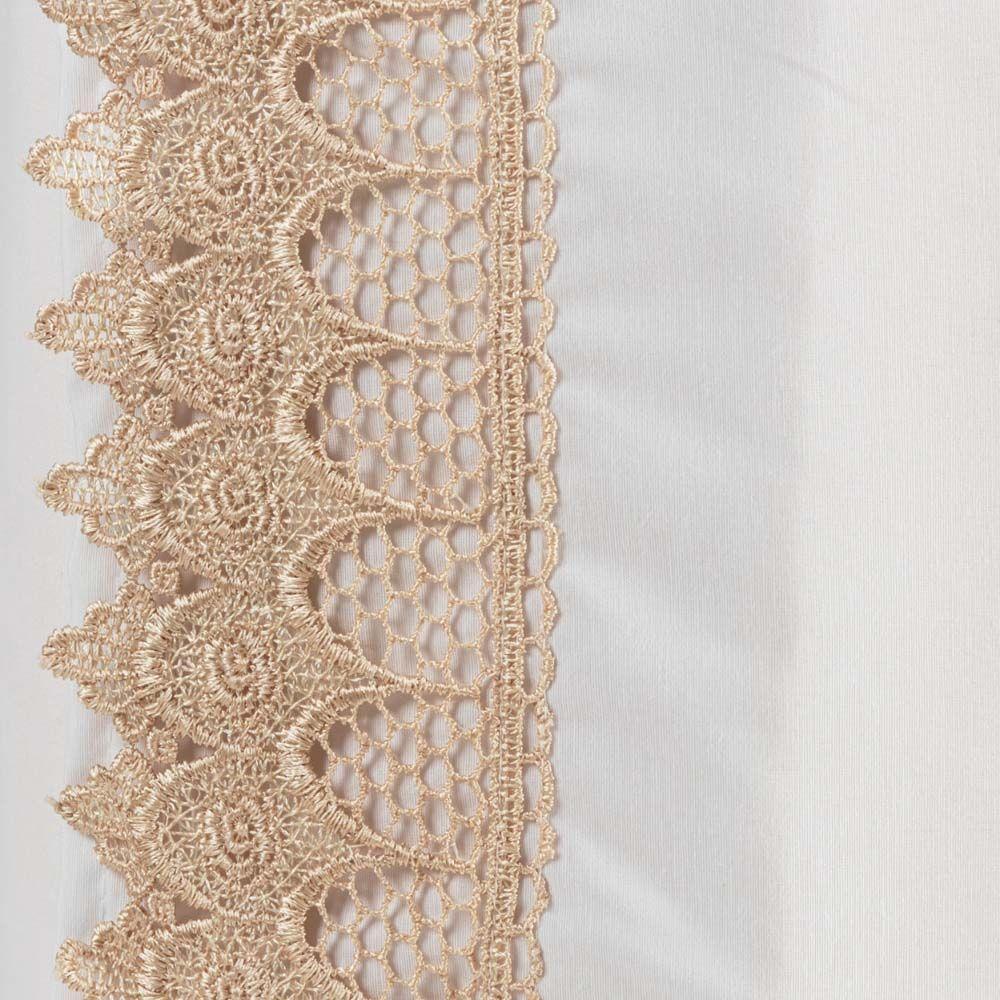 Jogo Cama Lençol Haia Queen Percal 200 Fios 100% Algodão Guipir Bordado Inglês 4 Peças - Branco - 4