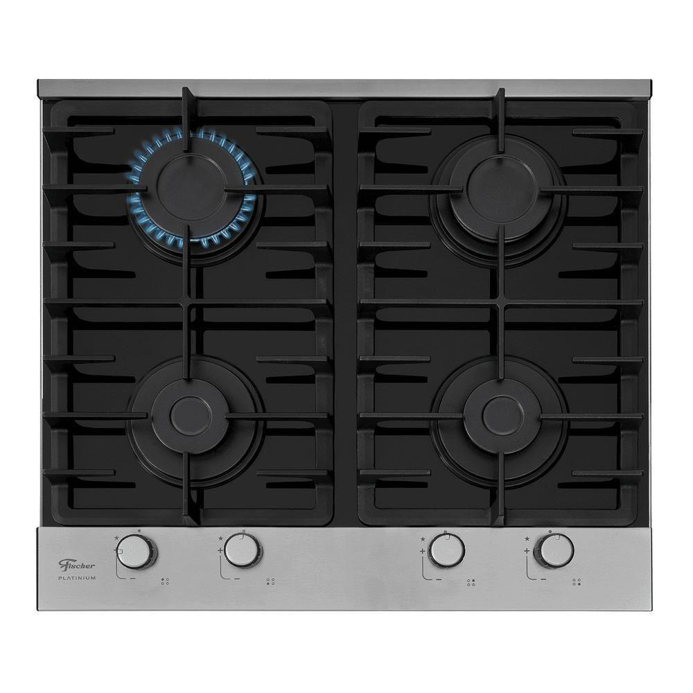 Cooktop A Gás Fischer 4 Bocas Platinium Com Trempe De Ferro Fundido Mesa Vidro 33800-92121 Bivolt - 3
