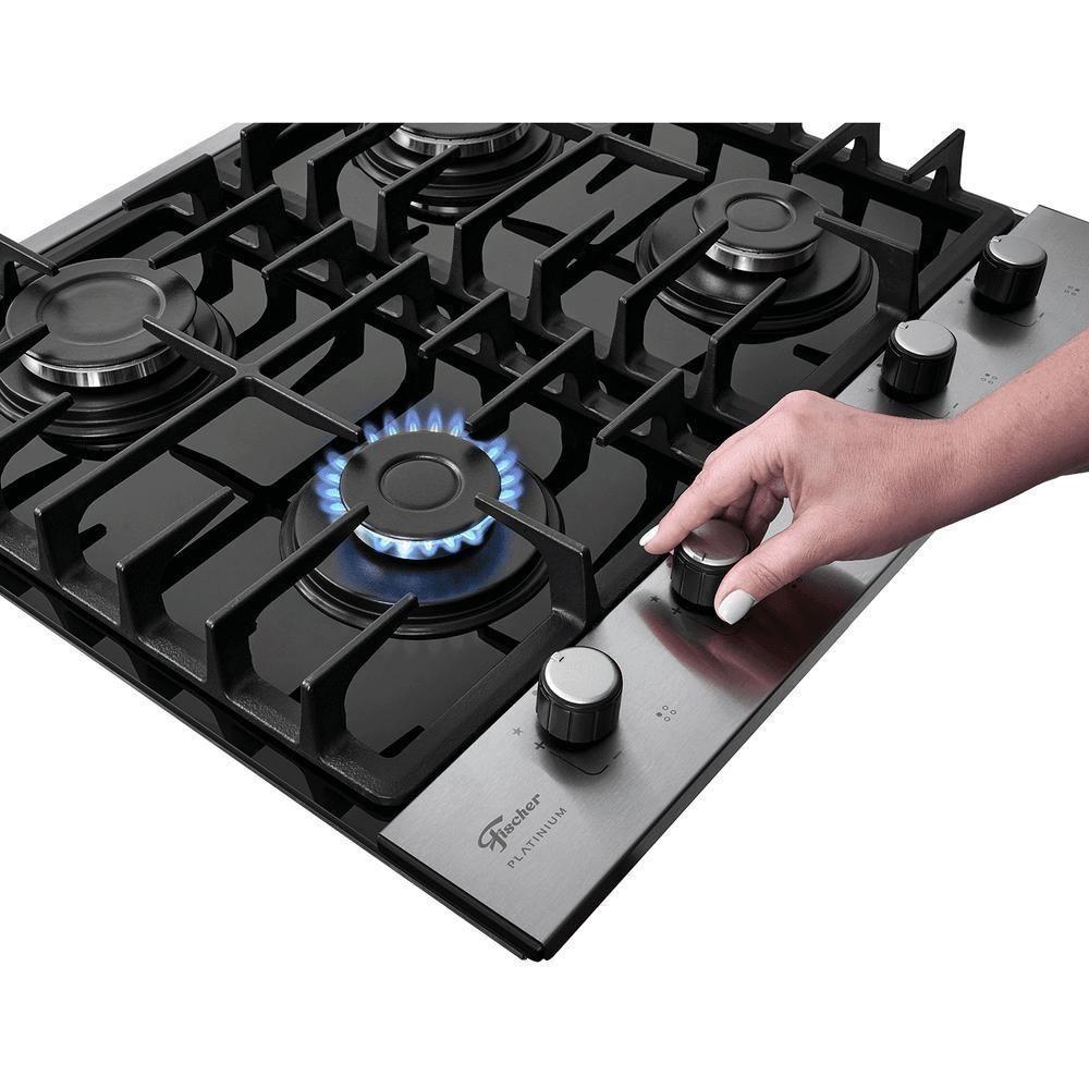 Cooktop A Gás Fischer 4 Bocas Platinium Com Trempe De Ferro Fundido Mesa Vidro 33800-92121 Bivolt - 5