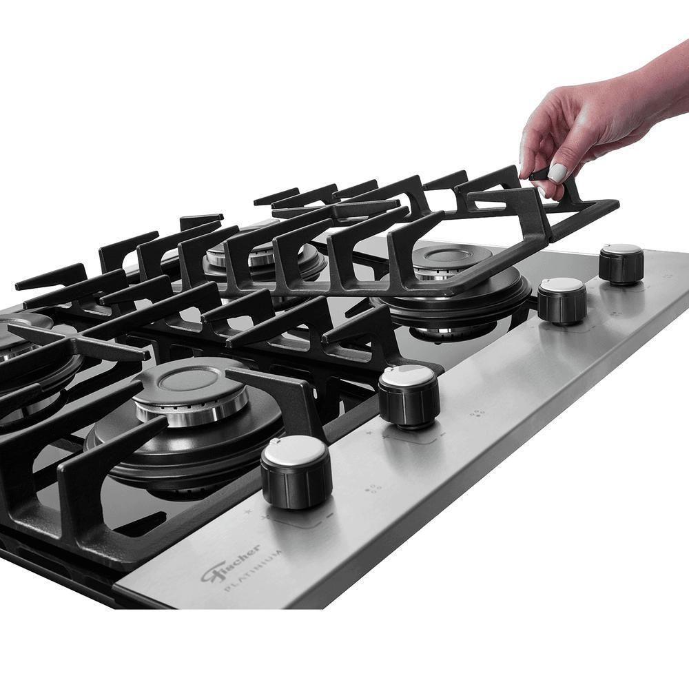 Cooktop A Gás Fischer 4 Bocas Platinium Com Trempe De Ferro Fundido Mesa Vidro 33800-92121 Bivolt - 6