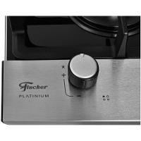 Cooktop A Gás Fischer 4 Bocas Platinium Com Trempe De Ferro Fundido Mesa Vidro 33800-92121 Bivolt