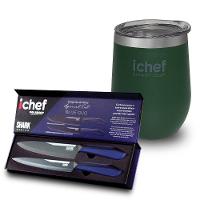 Facas Ichef Special Cut Azul E Copo Térmico Com Tampa Ichef Smart Cup 350ml | Copo Verde - 1