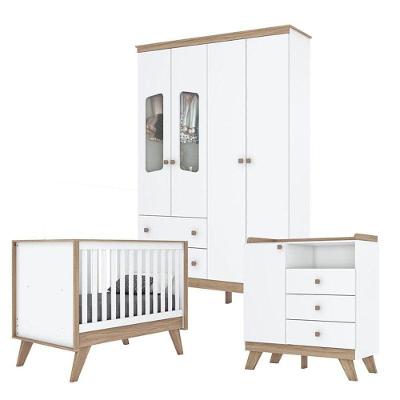 Quarto De Bebê Confete Branco Brilho Jequitibá Hp - Henn