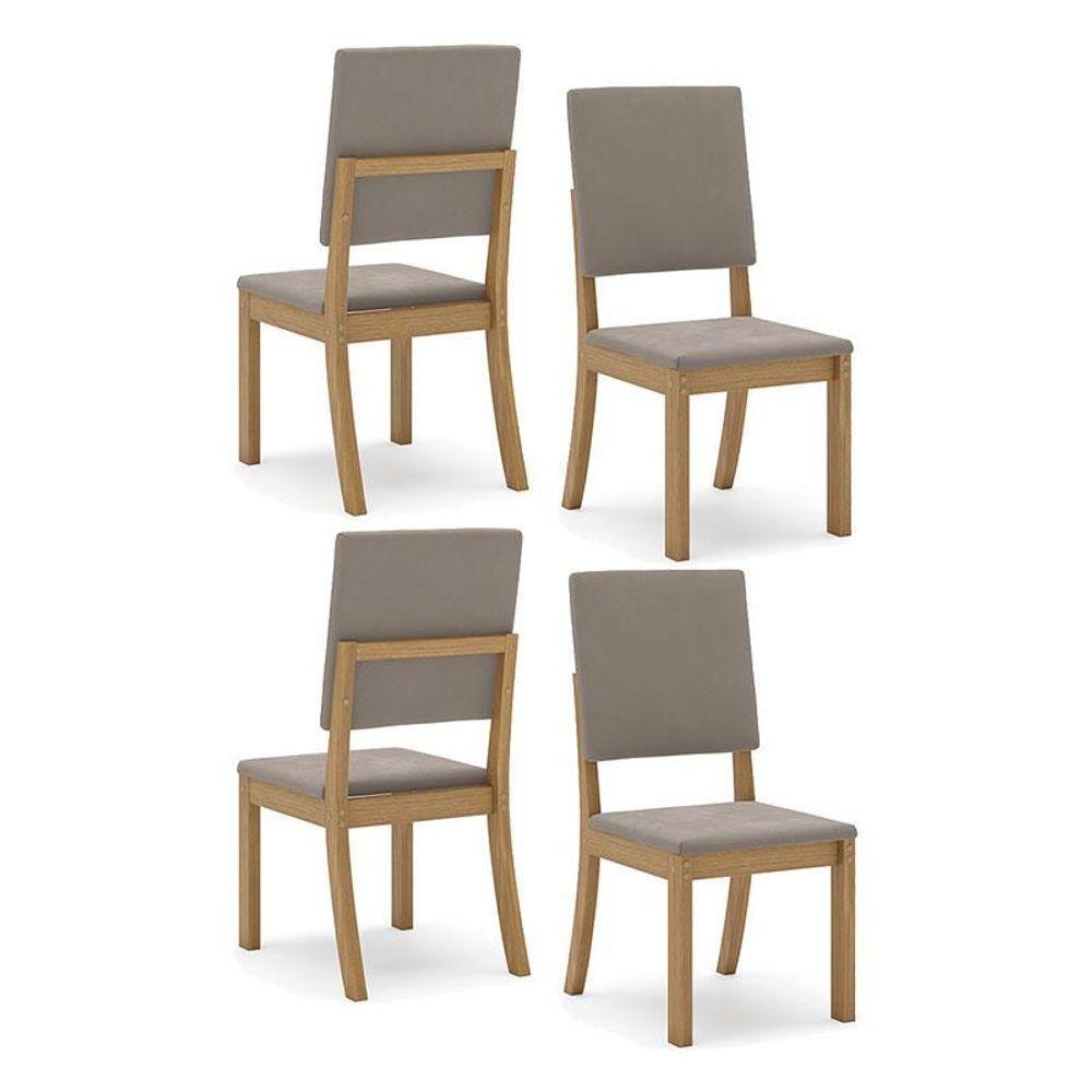 Cadeira Para Mesa De Jantar Ambiente Milla Kit 4 Peças Nature Marrom Amêndoa - Henn - 1