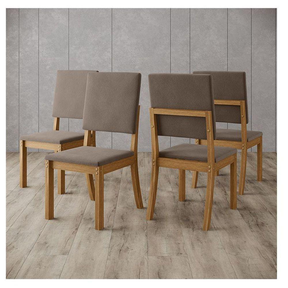 Cadeira Para Mesa De Jantar Ambiente Milla Kit 4 Peças Nature Marrom Amêndoa - Henn - 2