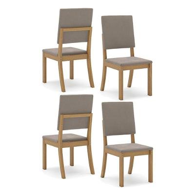Cadeira Para Mesa De Jantar Ambiente Milla Kit 4 Peças Nature Marrom Amêndoa - Henn