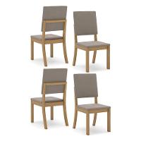 Cadeira Para Mesa De Jantar Ambiente Milla Kit 4 Peças Nature Marrom Amêndoa - Henn - 1