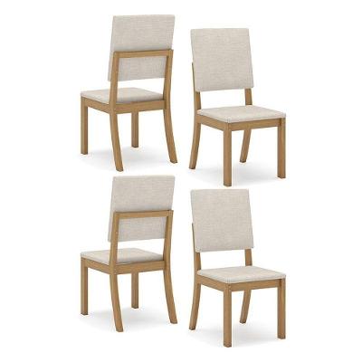 Cadeira Para Mesa De Jantar Ambiente Milla Kit 4 Peças Nature Linho - Henn