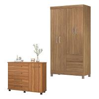 Cômoda Flora E Guarda Roupa Solteiro Lótus Amêndola Touch - Demóbile - 1