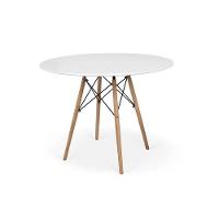 Conjunto De Mesa De Jantar Eames Eiffel Redonda 110cm Tampo De Madeira Branco Com 6 Cadeiras Pretas - 5