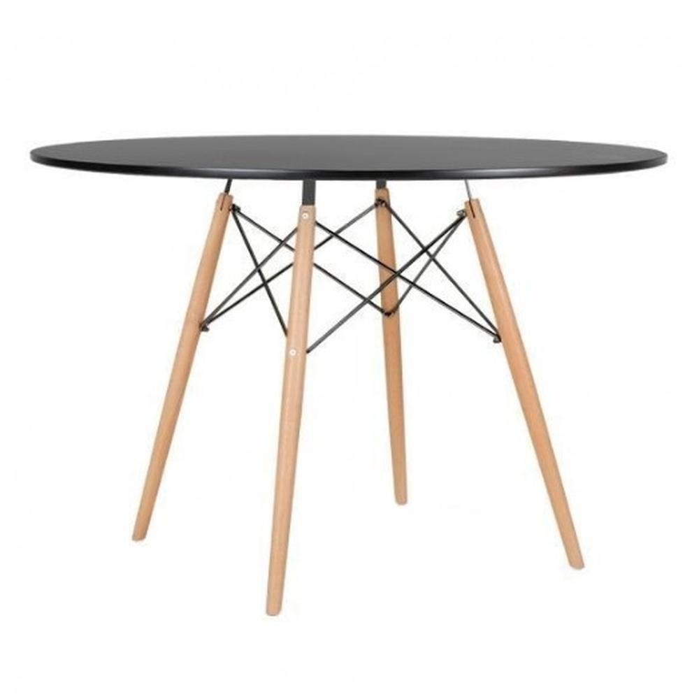 Conjunto De Mesa De Jantar Eames Eiffel Redonda 110cm Tampo De Madeira Preto Com 4 Cadeiras Pretas - 3