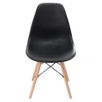 Conjunto De Mesa De Jantar Eames Eiffel Redonda 110cm Tampo De Madeira Preto Com 4 Cadeiras Pretas - 2