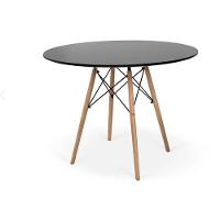 Conjunto De Mesa De Jantar Eames Eiffel Redonda 120cm Tampo De Madeira Preto Com 5 Cadeiras Pretas - 5