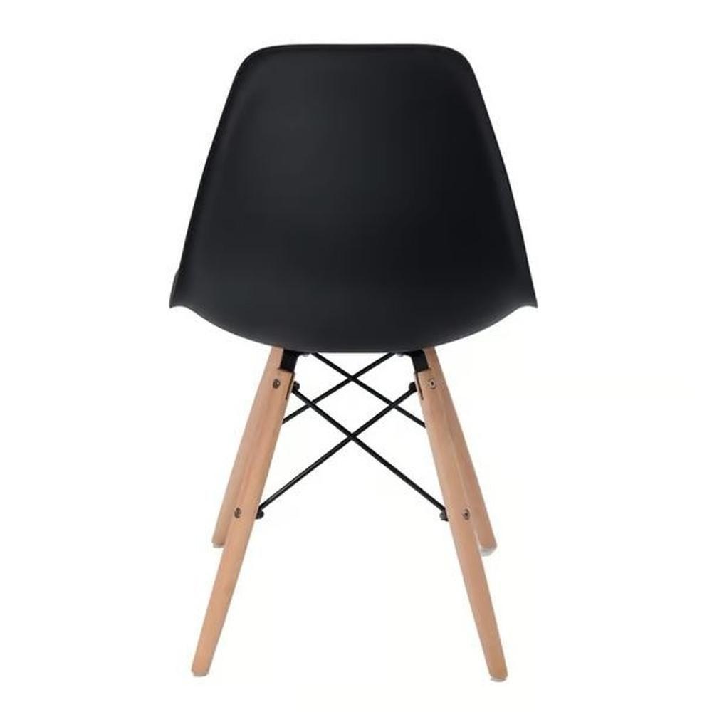 Conjunto De Mesa De Jantar Eames Eiffel Redonda 100cm Tampo De Madeira Preto Com 4 Cadeiras Pretas - 2