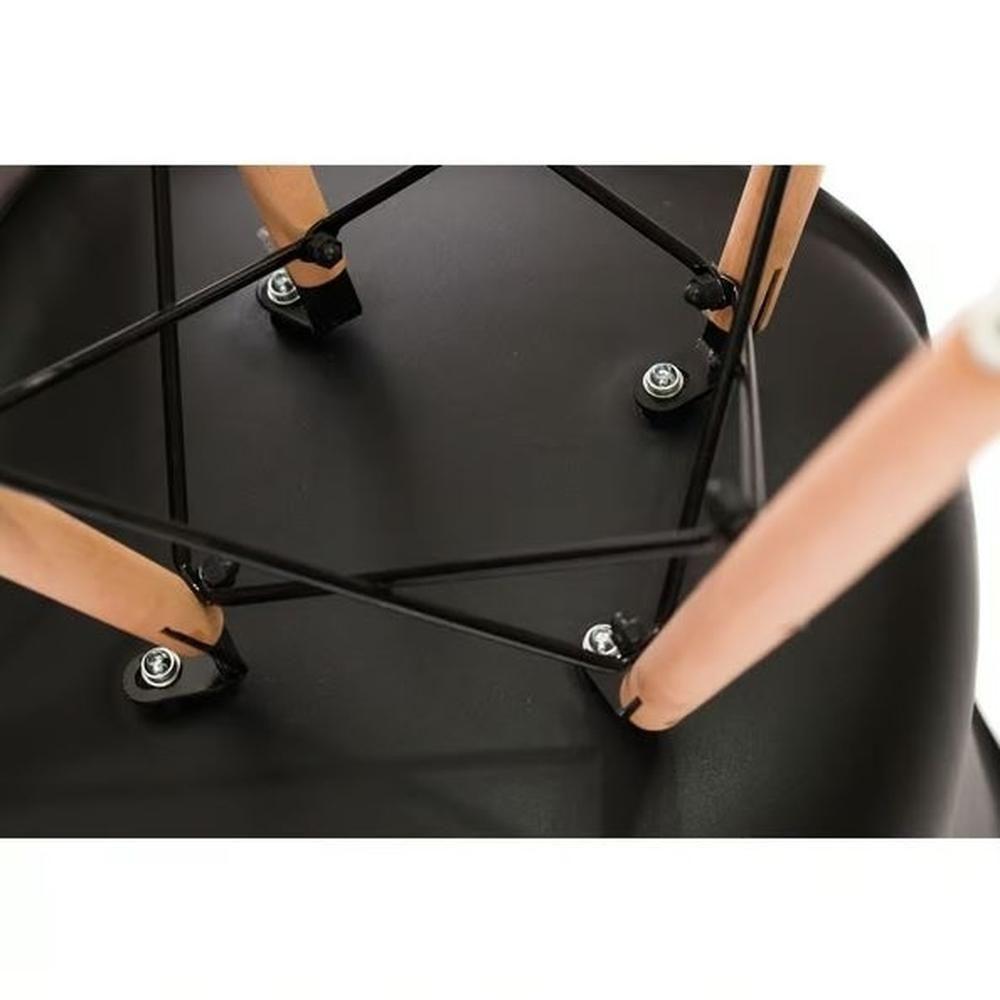 Conjunto De Mesa De Jantar Eames Eiffel Redonda 100cm Tampo De Madeira Preto Com 4 Cadeiras Pretas - 5