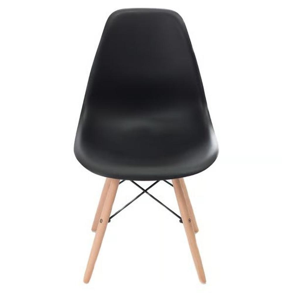 Conjunto De Mesa De Jantar Eames Eiffel Redonda 120cm Tampo De Madeira Preto Com 4 Cadeiras Pretas - 10