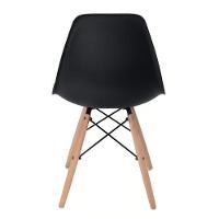 Conjunto De Mesa De Jantar Eames Eiffel Redonda 120cm Tampo De Madeira Preto Com 4 Cadeiras Pretas - 2
