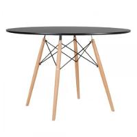 Conjunto De Mesa De Jantar Eames Eiffel Redonda 120cm Tampo De Madeira Preto Com 4 Cadeiras Pretas - 3