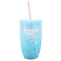 Copo Canudo Azul Gel Congelante 500ml - Projeto Kiwi - 1