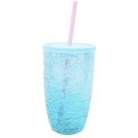 Copo Canudo Azul Gel Congelante 500ml - Projeto Kiwi