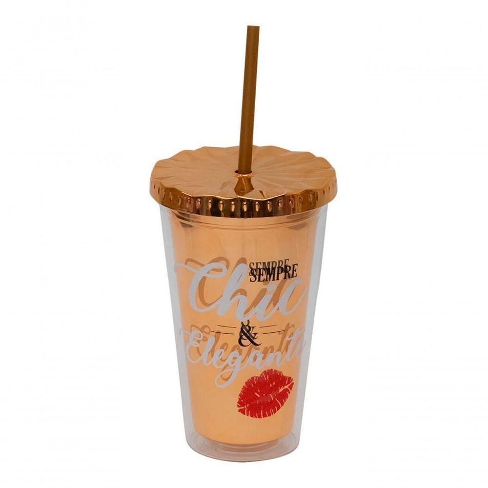 Copo Canudo Marrom Chic & Elegante 450ml - Projeto Kiwi - 4