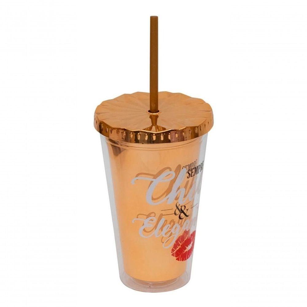 Copo Canudo Marrom Chic & Elegante 450ml - Projeto Kiwi - 6