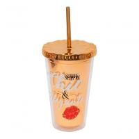 Copo Canudo Marrom Chic & Elegante 450ml - Projeto Kiwi - 1