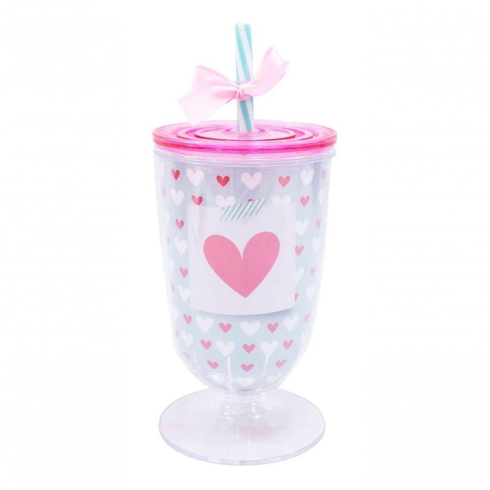 Copo Taça Com Canudo Amo Você 600ml - Projeto Kiwi - 1