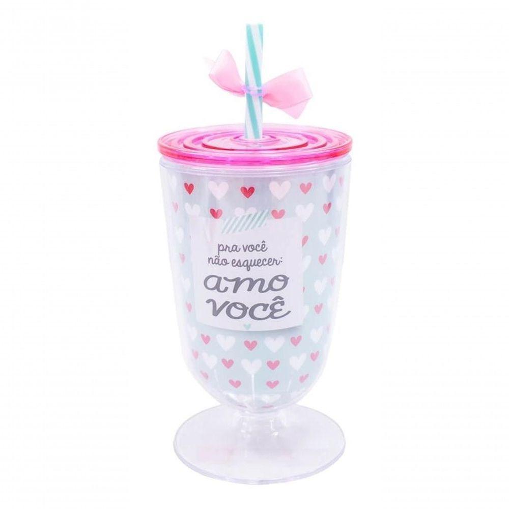 Copo Taça Com Canudo Amo Você 600ml - Projeto Kiwi - 5