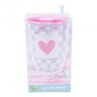 Copo Taça Com Canudo Amo Você 600ml - Projeto Kiwi - 2