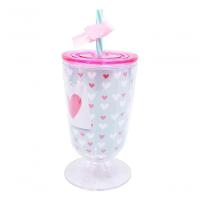 Copo Taça Com Canudo Amo Você 600ml - Projeto Kiwi