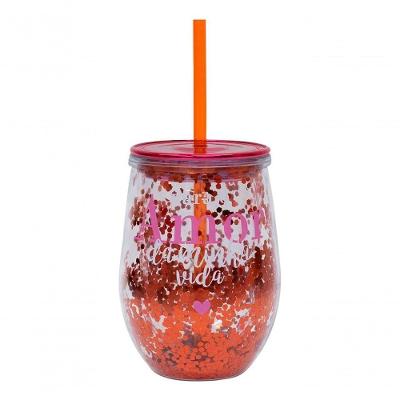 Copo Canudo Vermelho Para O Amor Da Minha Vida 350ml