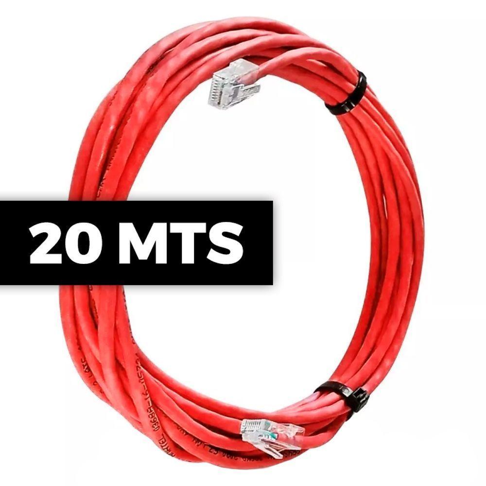 Cabo De Rede Cat 6 Mpt Interno 20 Metros U/utp 4p X 23awg | Vermelho Com Conectores - 2