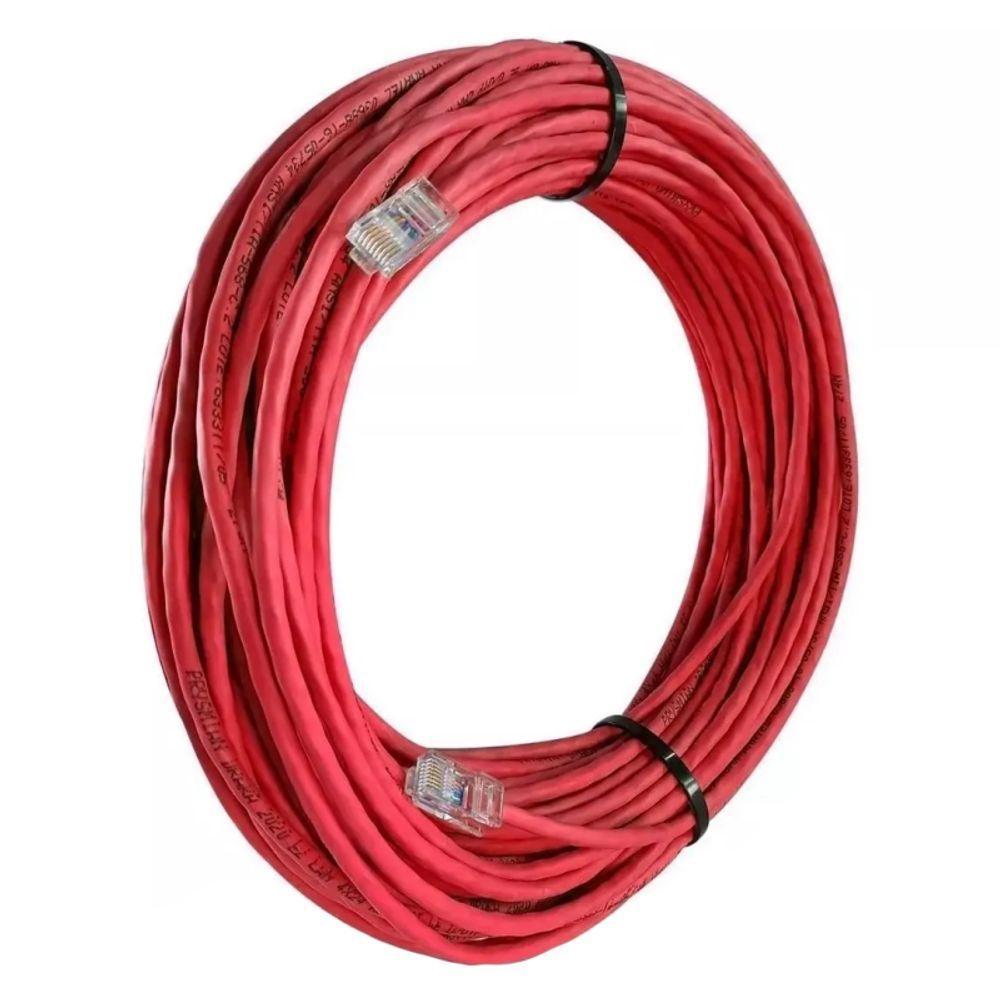Cabo De Rede Cat 6 Mpt Interno 30 Metros U/utp 4p X 23awg | Vermelho Com Conectores - 1