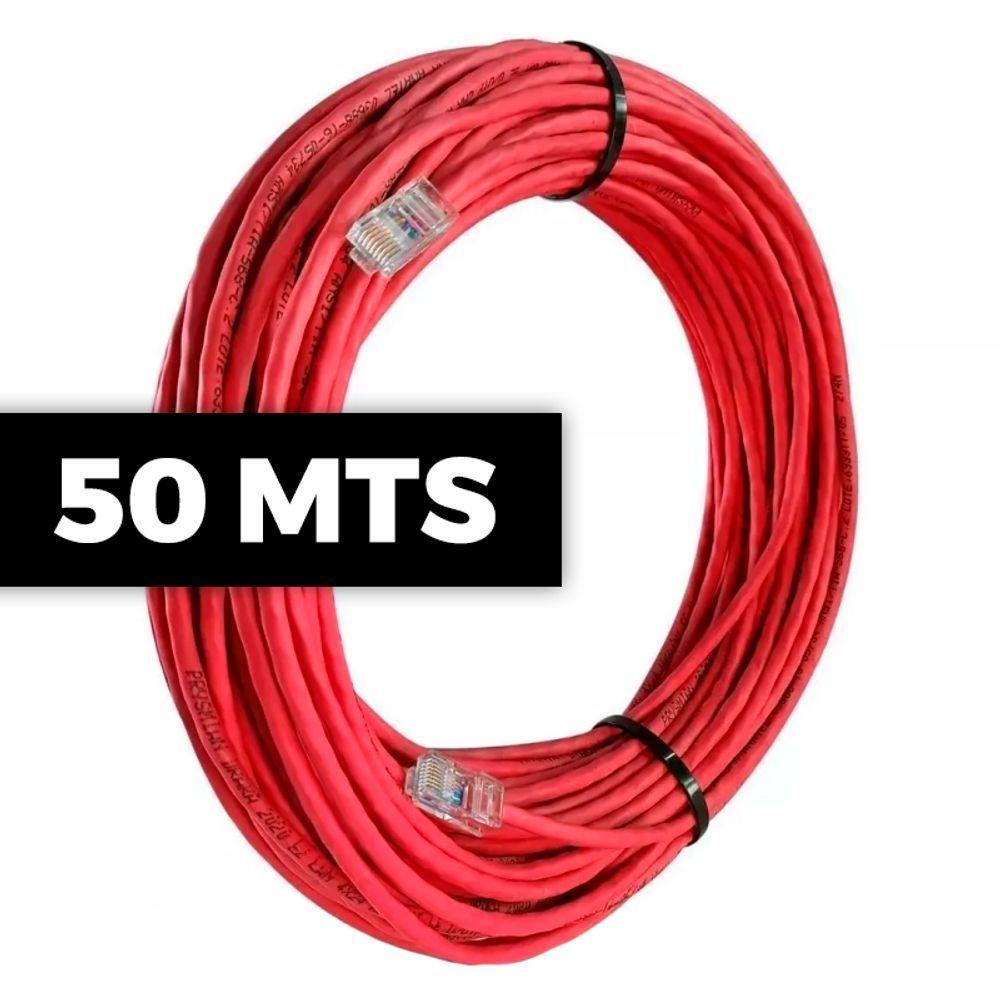 Cabo De Rede Cat 6 Mpt Interno 50 Metros U/utp 4p X 23awg | Vermelho Com Conectores - 1