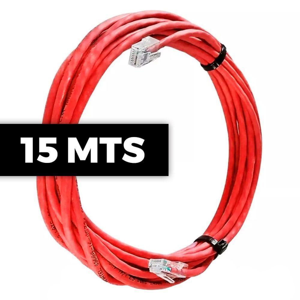 Cabo De Rede Cat 6 Mpt Interno 15 Metros U/utp 4p X 23awg | Vermelho Com Conectores - 2