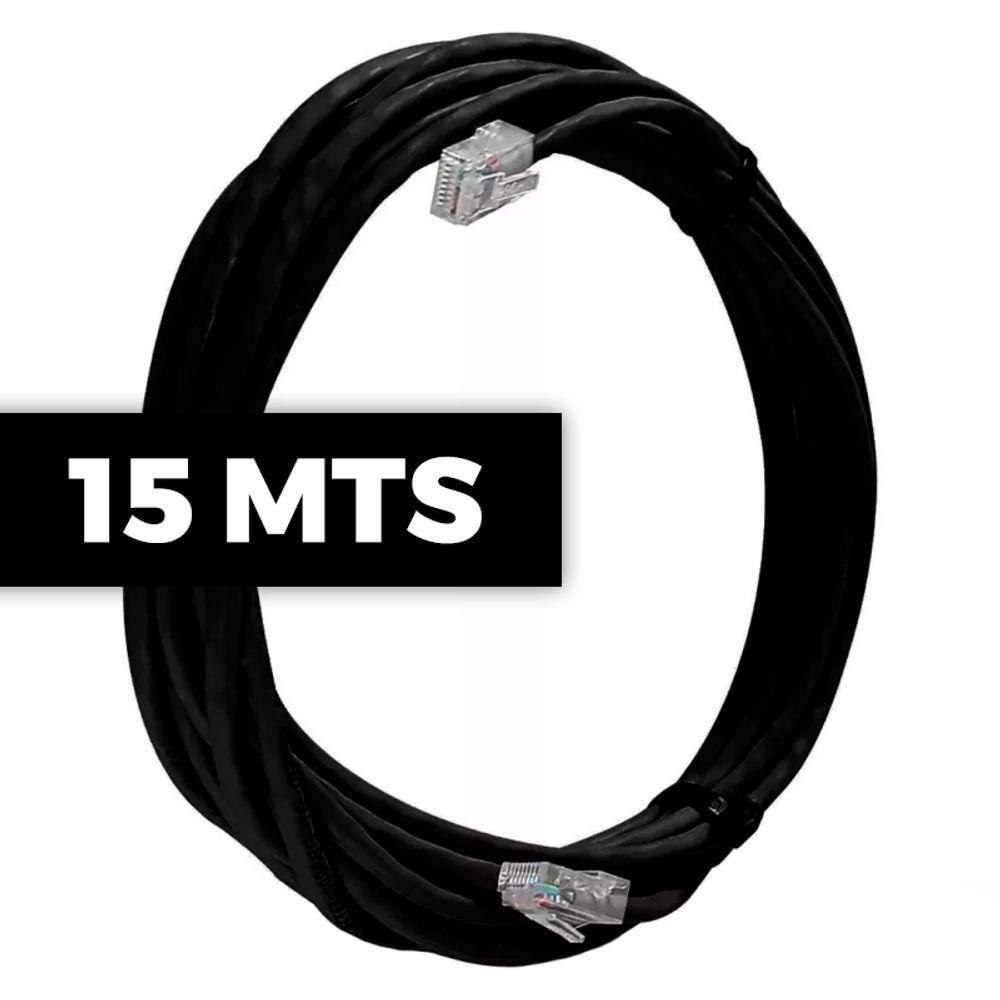 Cabo De Rede Cat 5e Mpt Interno E Externo 15 Metros U/utp 4p X 24awg | Preto Com Conectores - 2