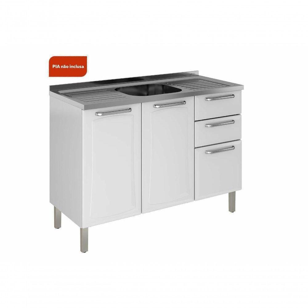 Balcão Cozinhas Itatiaia Tarsila 3 Portas E 2 Gavetas C- Entrada Para Pia - Branco - 3