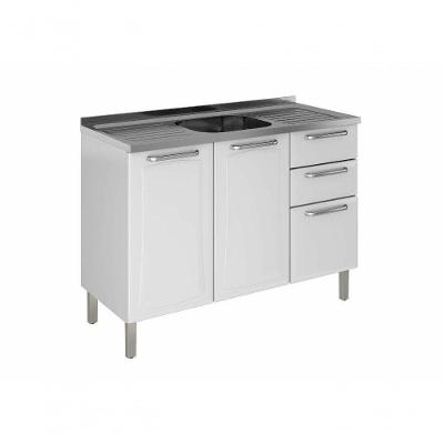 Balcão Cozinhas Itatiaia Tarsila 3 Portas E 2 Gavetas C- Entrada Para Pia - Branco