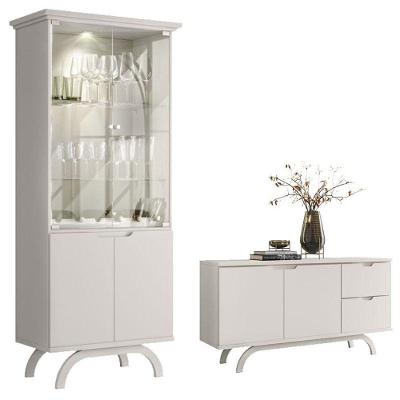 Cristaleira E Aparador Buffet Vicenza Off White - New Ceval