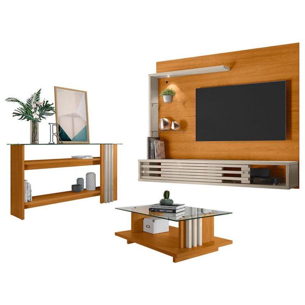 Estante Home Theater Suspenso Com Aparador E Mesa De Centro Frizz Select Cinamomo Off White - 1