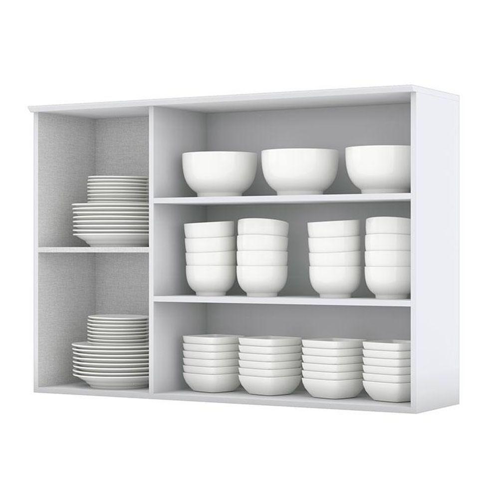 Armário Aéreo 3 Portas Com Vidro 120 Cm Americana Branco - Henn - 2