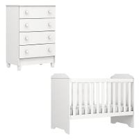 Berço Americano Mini Cama E Cômoda Mel Flat Branco Brilho - Carolina - 1