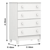 Berço Americano Mini Cama E Cômoda Mel Flat Branco Brilho - Carolina - 5