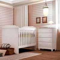 Berço Americano Mini Cama E Cômoda Mel Flat Branco Brilho Com Colchão Ortobom - Carolina - 5