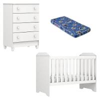 Berço Americano Mini Cama E Cômoda Mel Flat Branco Brilho Com Colchão Ortobom - Carolina - 10