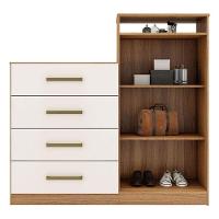 Cômoda Sapateira áurea E Armário Multiuso Viena Amêndola Touch Off White - Demóbile - 3