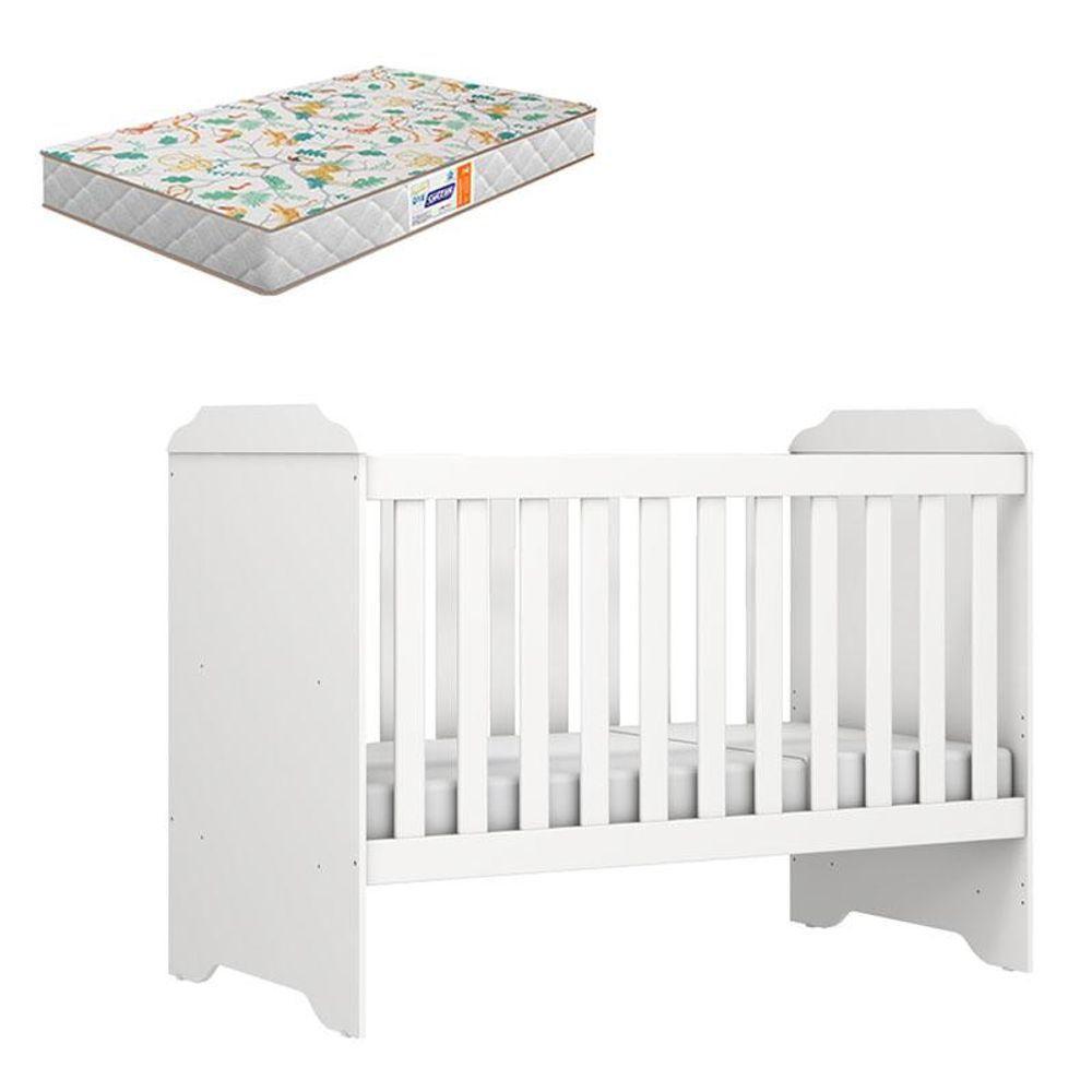 Berço Americano Mini Cama Mel Branco Brilho Com Colchão Gazin - Carolina - 1